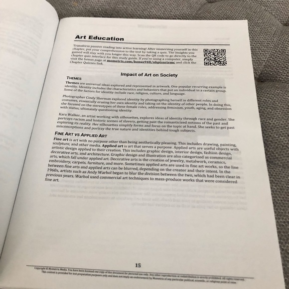 Mometrix test Perparation National Board Certification Art: Early and Middle - Picture 6 of 9